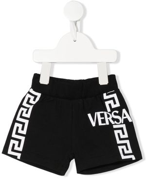 Versace Kids Greca logo-print shorts - Black