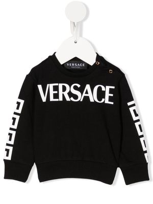 Versace Kids Greca logo-print sweatshirt - Black