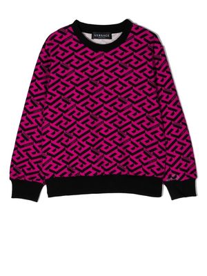 Versace Kids Greca logo-print sweatshirt - Pink