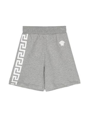 Versace Kids Greca-print cotton shorts - Grey