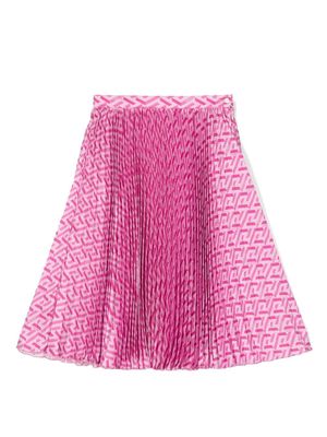 Versace Kids Greca-print pleated skirt - Pink