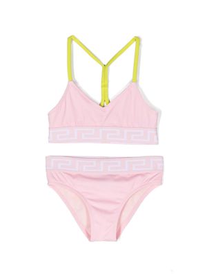Versace Kids Greca-print racerback bikini - Pink