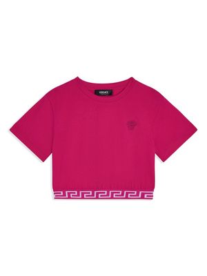 Versace Kids Greca-trim cotton T-shirt - Pink