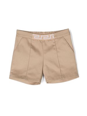 Versace Kids Greca-waistband cotton shorts - Neutrals