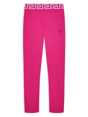 Versace Kids Greca-waistband jersey leggings - Pink