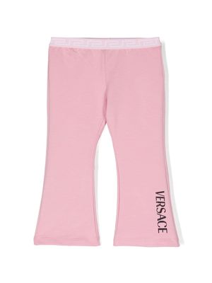 Versace Kids Greca-waistband jersey trousers - Pink