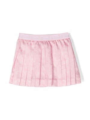 Versace Kids Greca-waistband pleated skirt - Pink