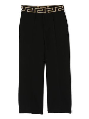 Versace Kids Greca-waistband straight-leg trousers - Black