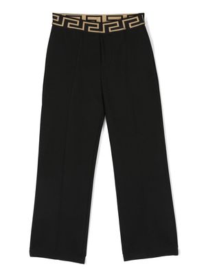 Versace Kids Greca-waistband tailored trousers - Black
