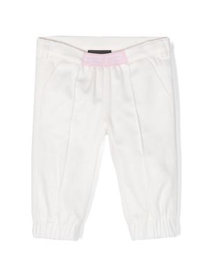 Versace Kids Greca-waistband tapered trousers - White