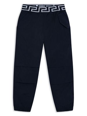 Versace Kids Greca-waistband track pants - Blue