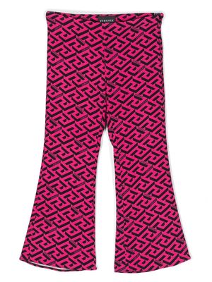 Versace Kids Greta-print flared trousers - Pink
