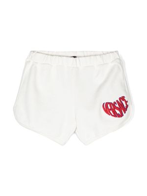 Versace Kids Heart logo-embroidered short shorts - White