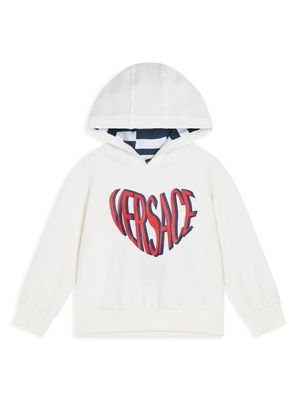 Versace Kids heart logo-print hoodie - White