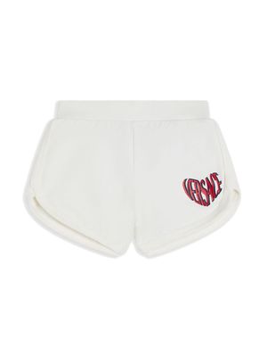 Versace Kids heart logo-print track shorts - White