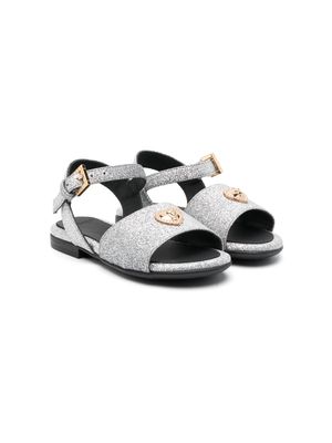 Versace Kids Heart Medusa glitter sandals - Silver