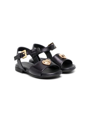 Versace Kids Heart Medusa leather sandals - Black