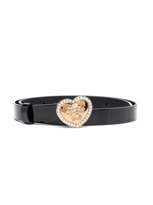 Versace Kids heart-shaped buckle leather belt - Black