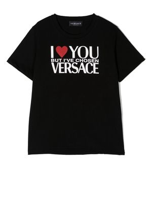Versace Kids I Love You print T-shirt - Black