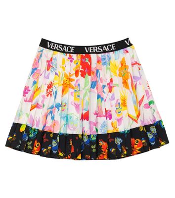 Versace Kids Jardin printed pleated skirt