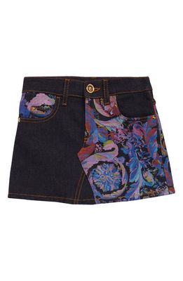 Versace Kids' Kaleidoscope Denim Skirt in Blu Multicolor