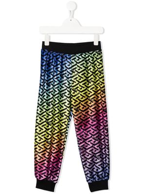 Versace Kids La Greca-print track pants - Blue