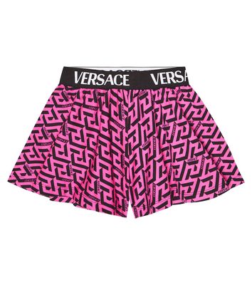 Versace Kids La Greca Signature cotton shorts