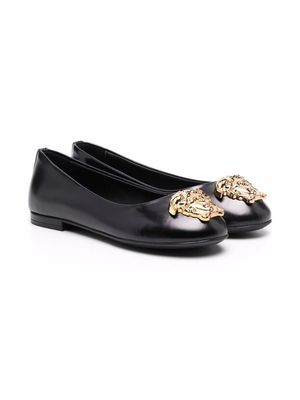 Versace Kids La Medusa ballerina shoes - Black