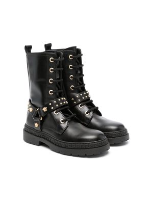 Versace Kids lace-up leather boots - Black