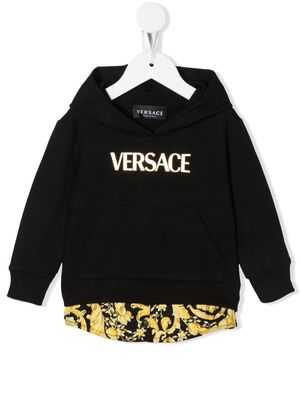 Versace Kids layered logo print hoodie - Black