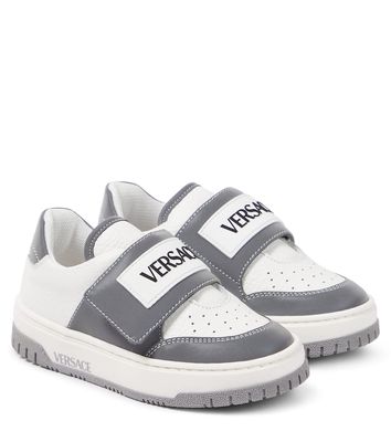 Versace Kids Leather-trimmed sneakers