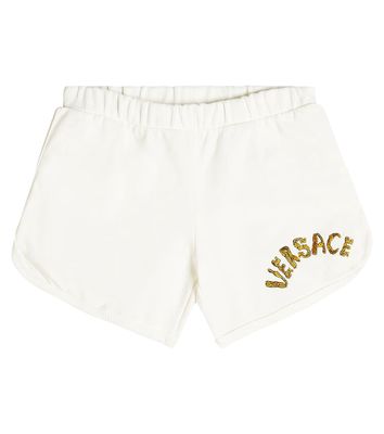 Versace Kids Logo cotton fleece shorts