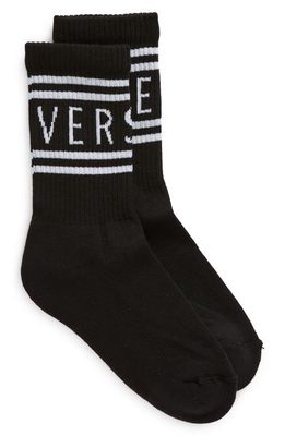 Versace Kids' Logo Crew Socks in Nero Bianco