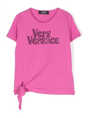Versace Kids logo-embellished cotton T-shirt - Pink