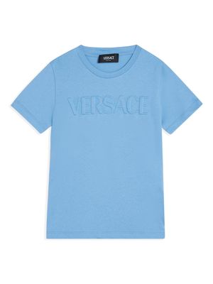 Versace Kids logo-embossed cotton T-shirt - Blue
