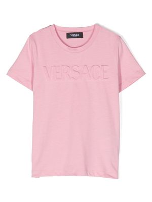 Versace Kids logo-embossed cotton T-shirt - Pink
