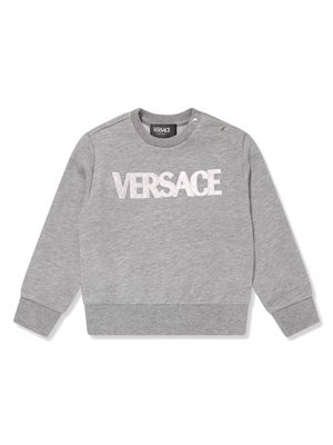 Versace Kids logo-embroidered cotton sweatshirt - Grey