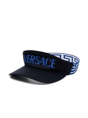 Versace Kids logo-embroidered cotton visor cap - Blue