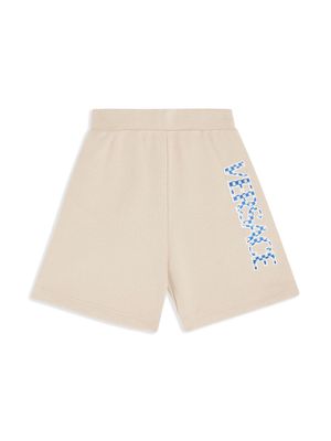 Versace Kids logo-embroidered fleece shorts - Neutrals