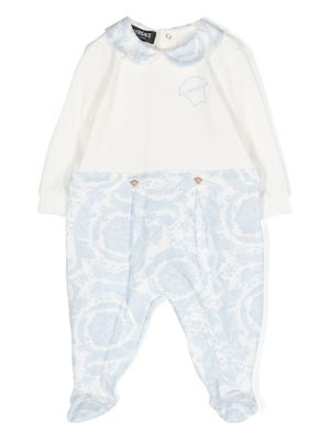 Versace Kids logo-embroidered patterned-jacquard pyjama - White