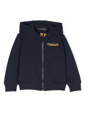 Versace Kids logo-embroidered zipped hoodie - Blue