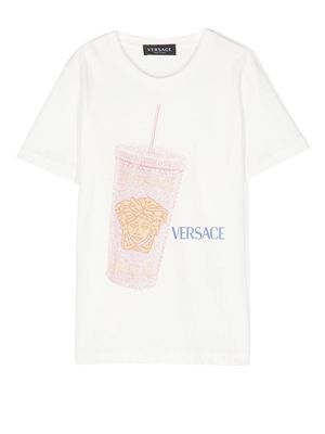 Versace Kids logo graphic print cotton T-shirt - White