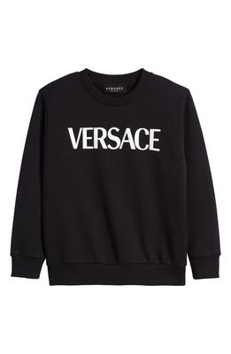 Versace Kids' Logo Graphic Sweatshirt in 2B020 Nero Bianco