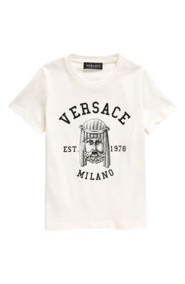 Versace Kids' Logo Graphic Tee in Bianco Nero