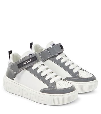 Versace Kids Logo leather high-top sneakers