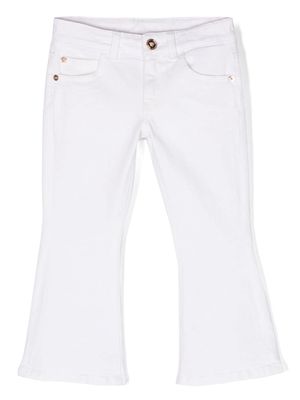 Versace Kids logo-patch flared jeans - White