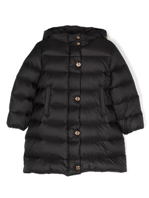 Versace Kids logo-patch hooded padded coat - Black