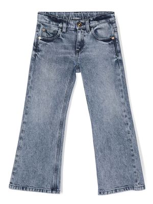 Versace Kids logo-patch straight-leg jeans - Blue