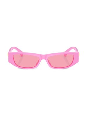 Versace Kids logo-plaque rectangle-frame sunglasses - Pink