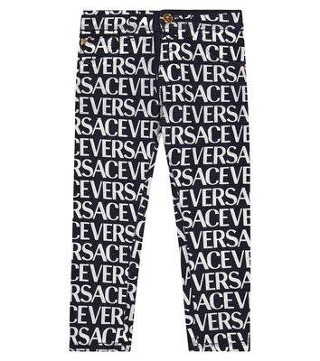 Versace Kids Logo print cotton jeans